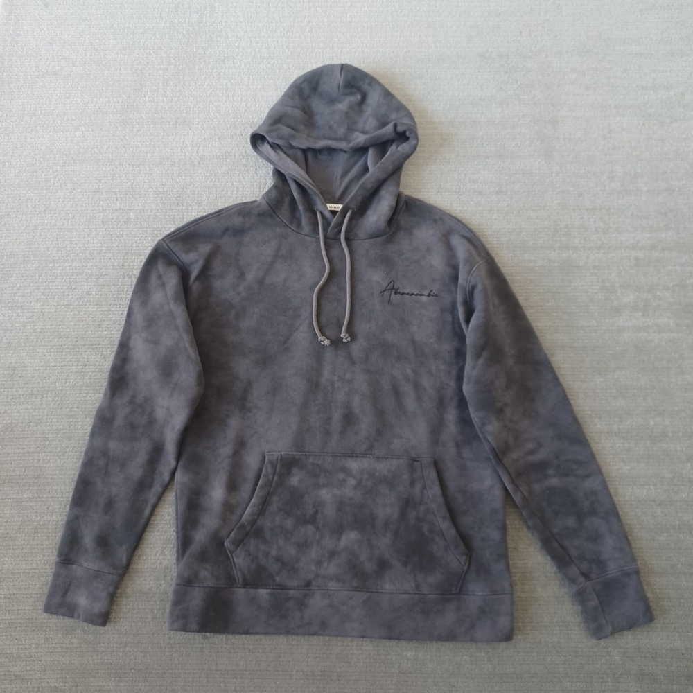 Abercrombie Fitch Hoodie Womens S Gray Soft AF Fleece Relaxed Fit‎ Embroidered